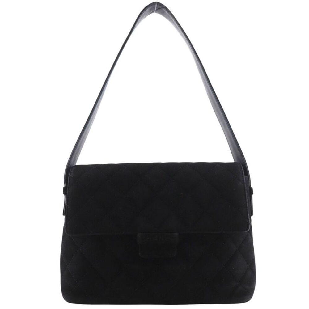 Chanel Vintage Flap Quilted Suede Black Suede Shoulder Bag Bag
